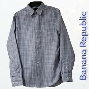 Banana Republic Non-Iron Slim Fit S 14-14 1/2 LS Plaid Dress Shirt NWOT